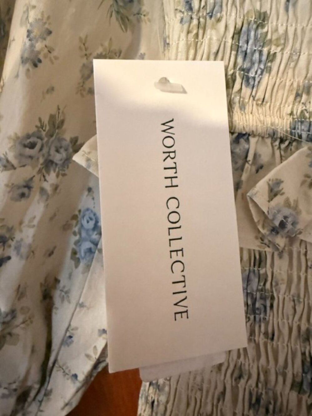 Worth Collective: Summer Lila Floral Printed Smocked Midi Dress in Blue - Picture 2 of 5